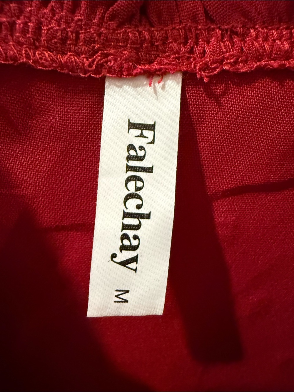 Falechay Women's Burgundy/red Lace Yoke Short Sleeve Top - Picture 4 of 5